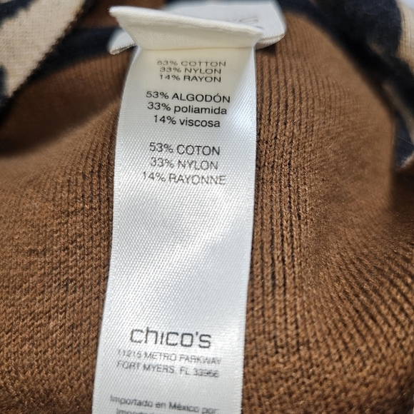 Chico's small (0) Animal print & colorblock reversible Cardigan. Open front. - Picture 3 of 13